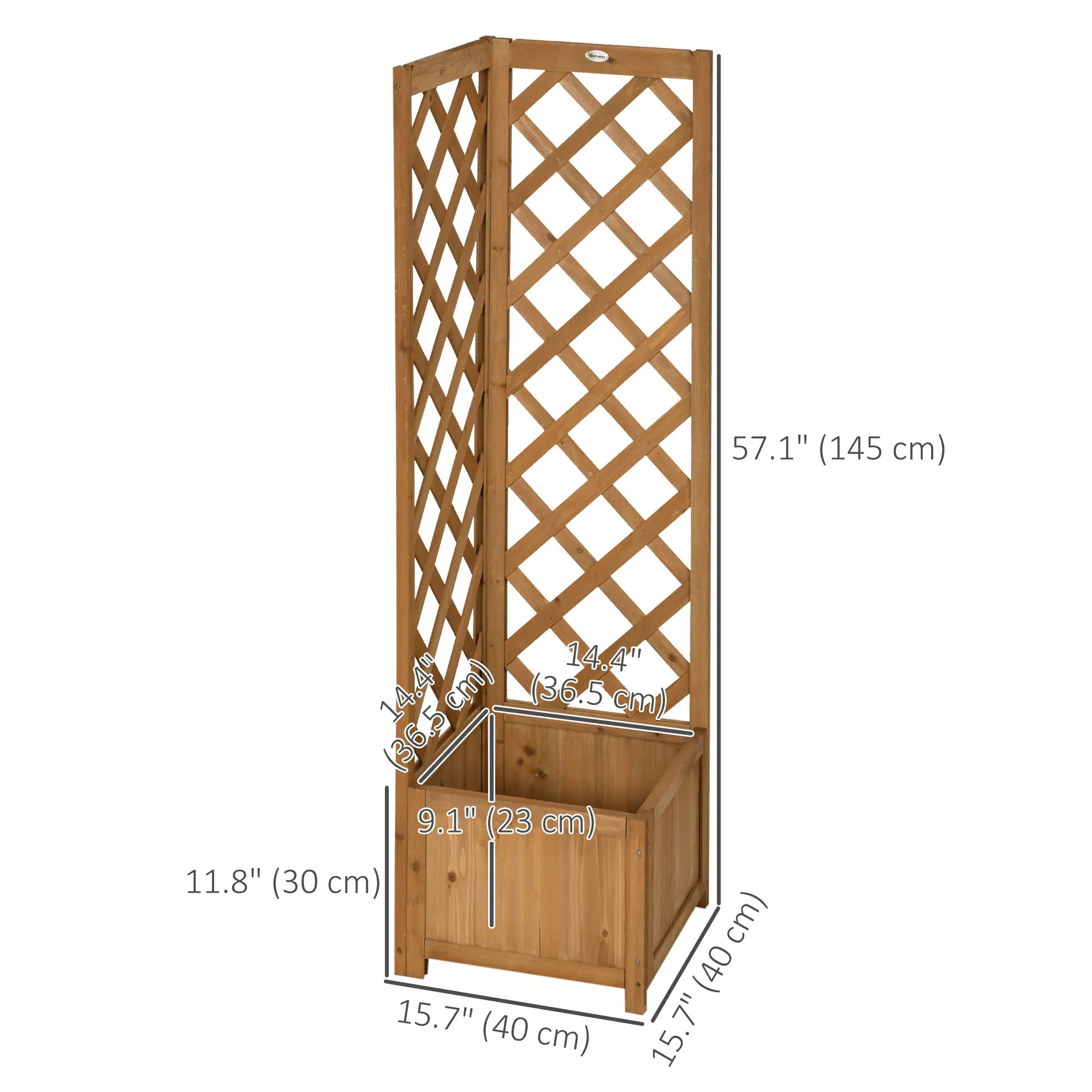 Wood Planter Raised Garden Bed With Trellis, 16
