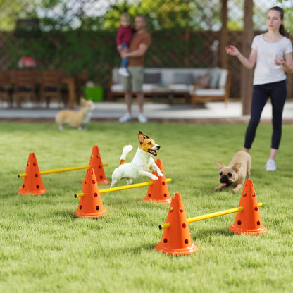Dog Agility Hurdle Set, 6 Cones & Poles, Orange Dog Agility Training Equipment at Gallery Canada