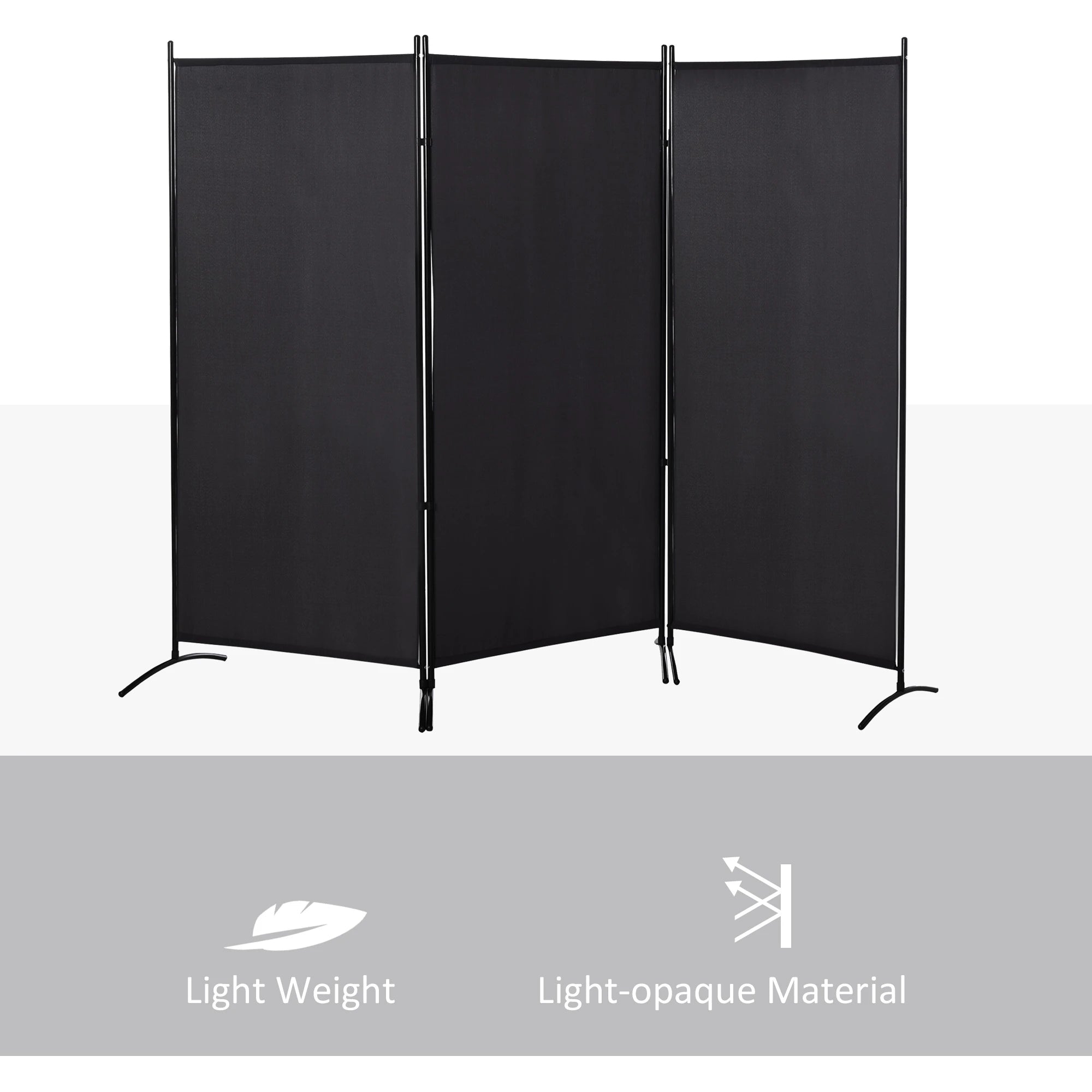 6' 3 Panel Room Divider, Double Hinged, Indoor Privacy Screen, Black Room Dividers at Gallery Canada