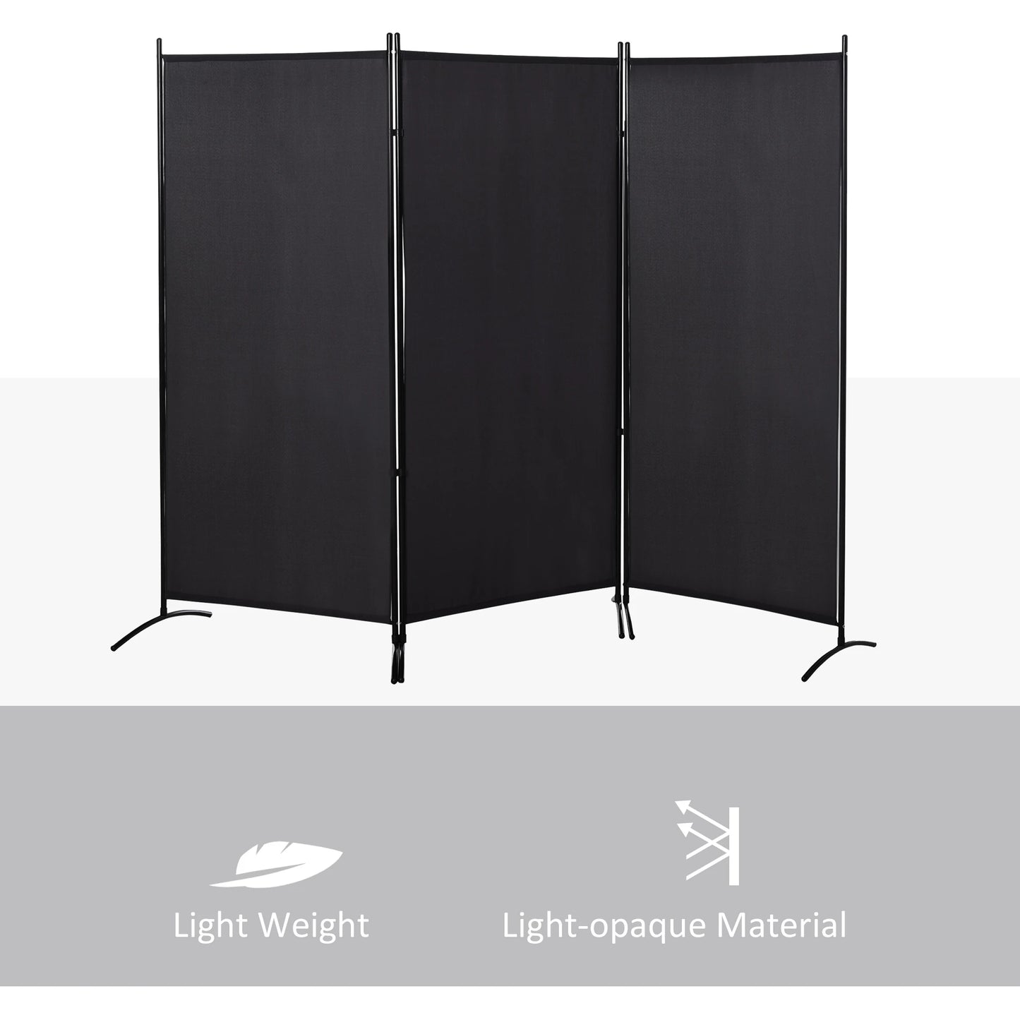 6' 3 Panel Room Divider, Double Hinged, Indoor Privacy Screen, Black Room Dividers at Gallery Canada