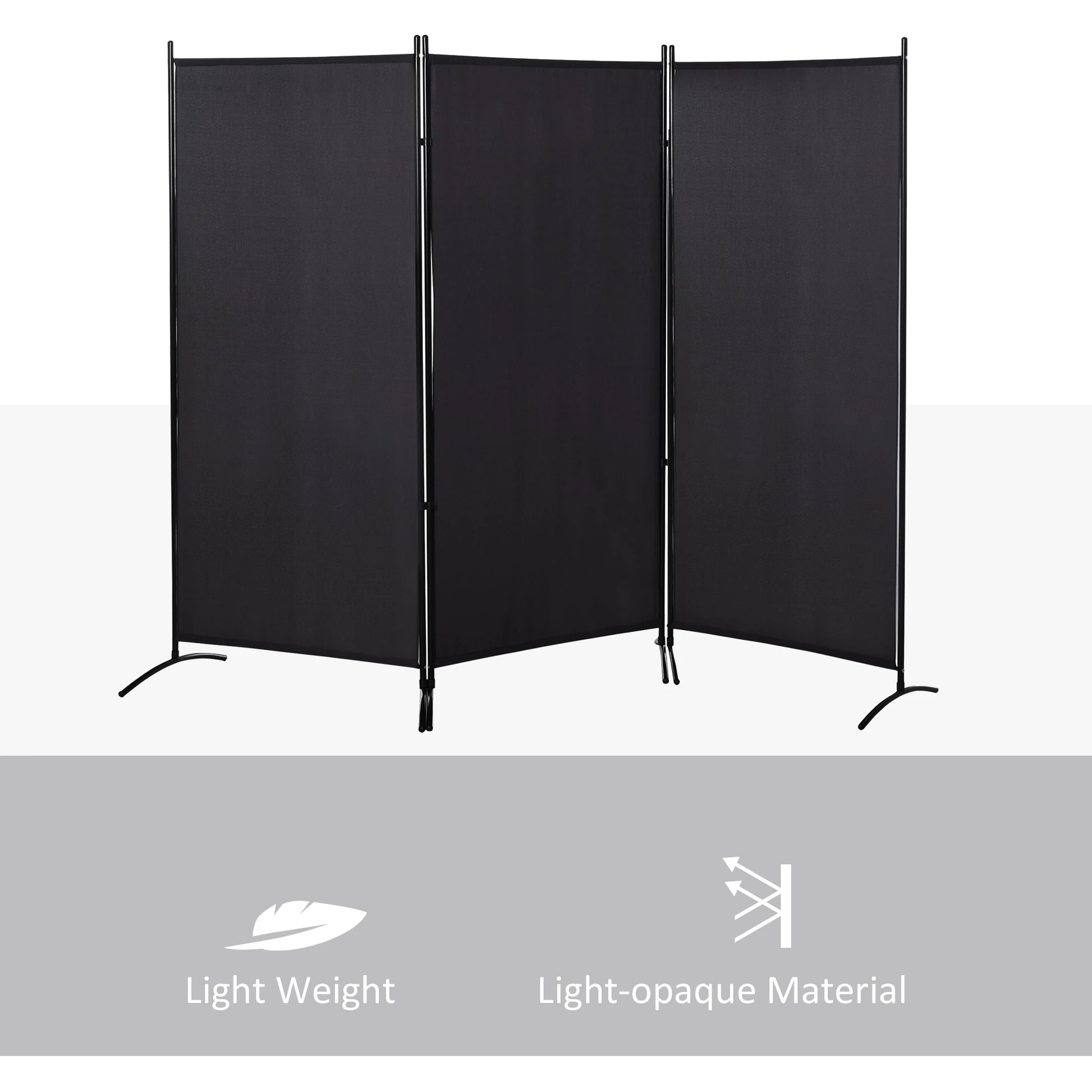 6' 3 Panel Room Divider, Double Hinged, Indoor Privacy Screen, Black Room Dividers at Gallery Canada