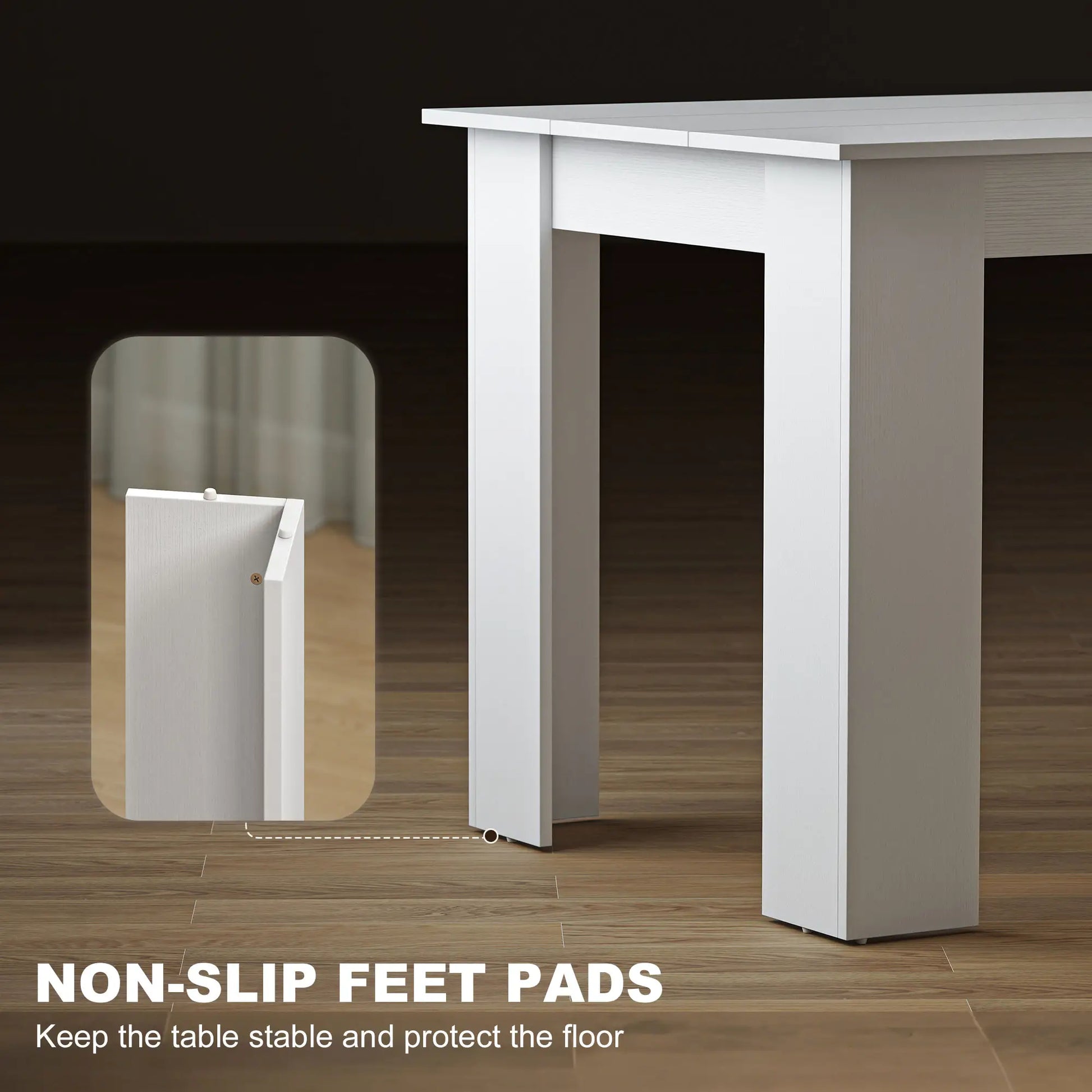 63" Kitchen Table for 4-6 People, Wood Effect, White Dining Tables at Gallery Canada