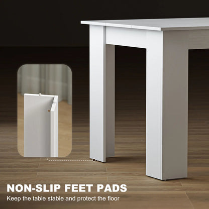 63" Kitchen Table for 4-6 People, Wood Effect, White Dining Tables at Gallery Canada