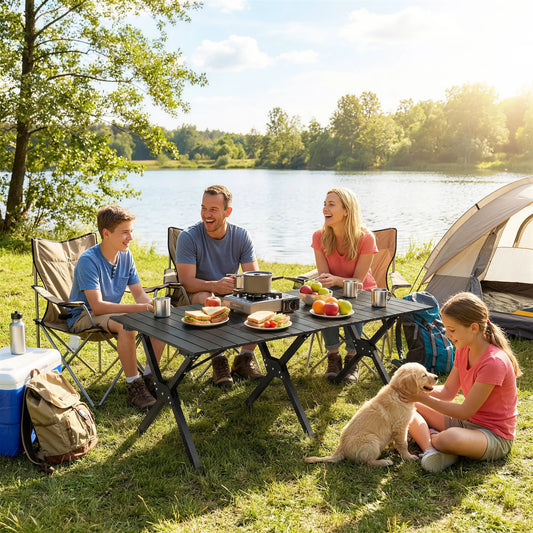 4ft Folding Camping Table, Waterproof Picnic Table, Black Picnic Tables & Camping Chairs Black at Gallery Canada