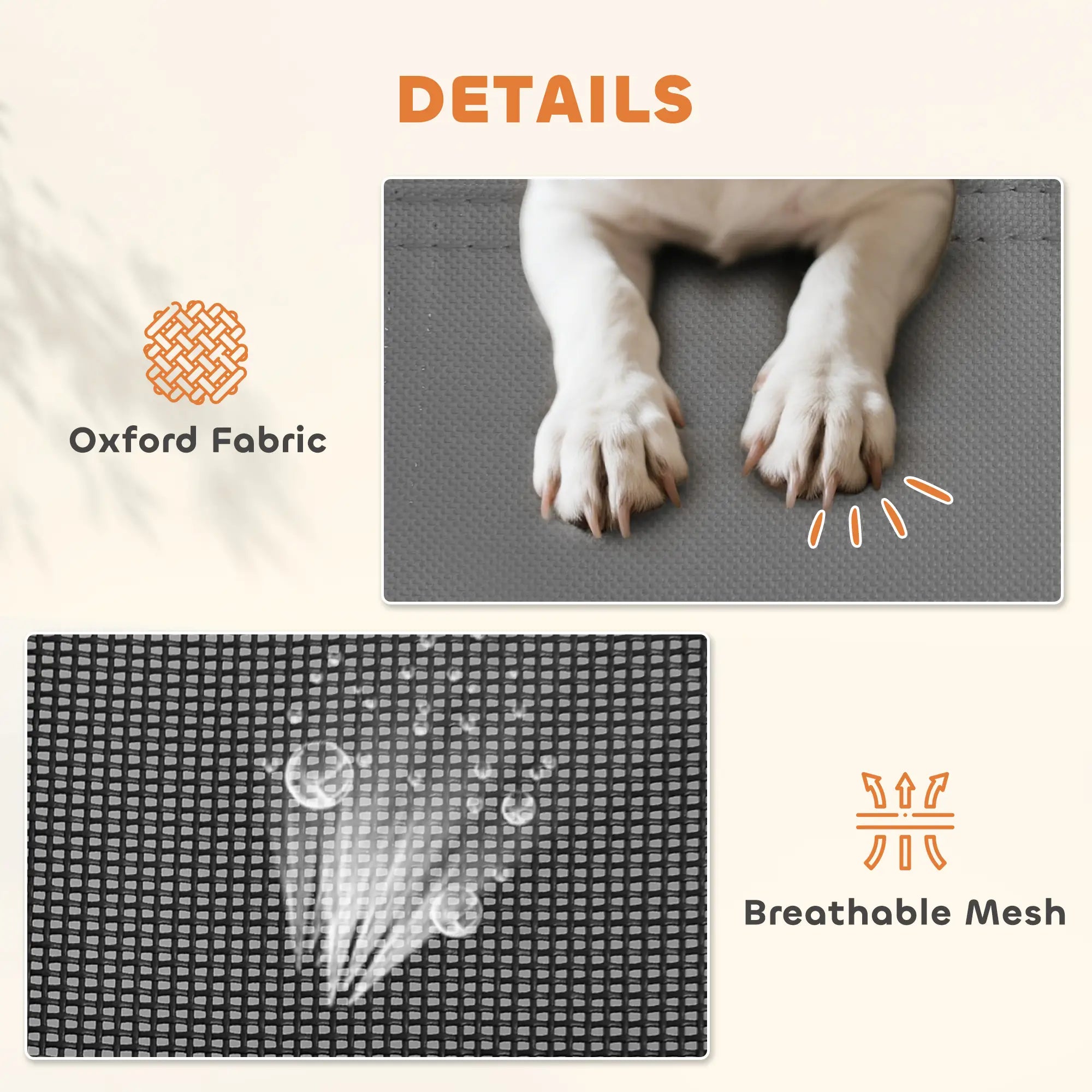 Elevated Dog Bed with Canopy, Portable XL Dog Cot, 48