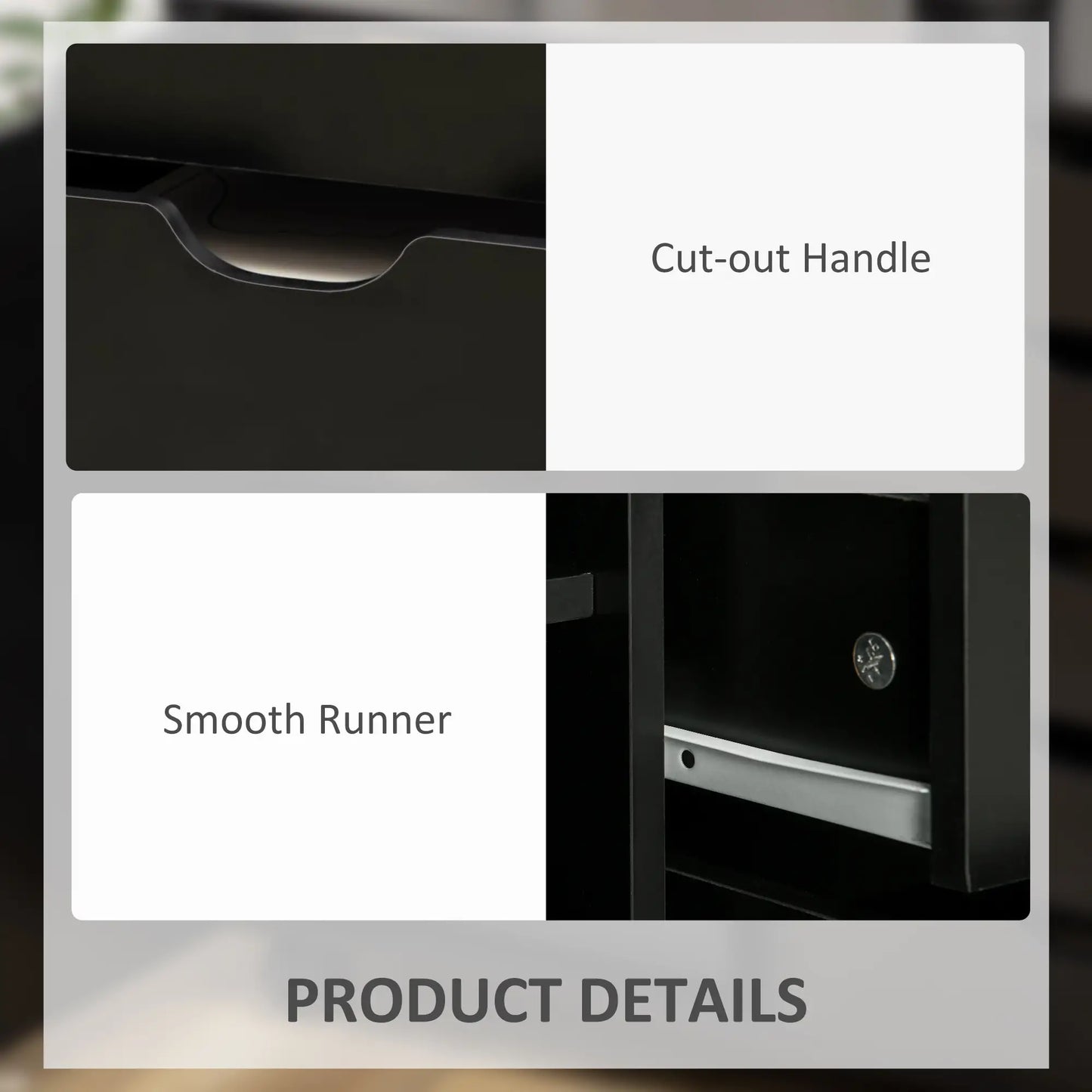 5-Drawer Lateral Filing Cabinet with Door, Adjustable Shelf, Wheels, Black Storage Cabinets at Gallery Canada