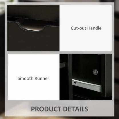 5-Drawer Lateral Filing Cabinet with Door, Adjustable Shelf, Wheels, Black Storage Cabinets at Gallery Canada