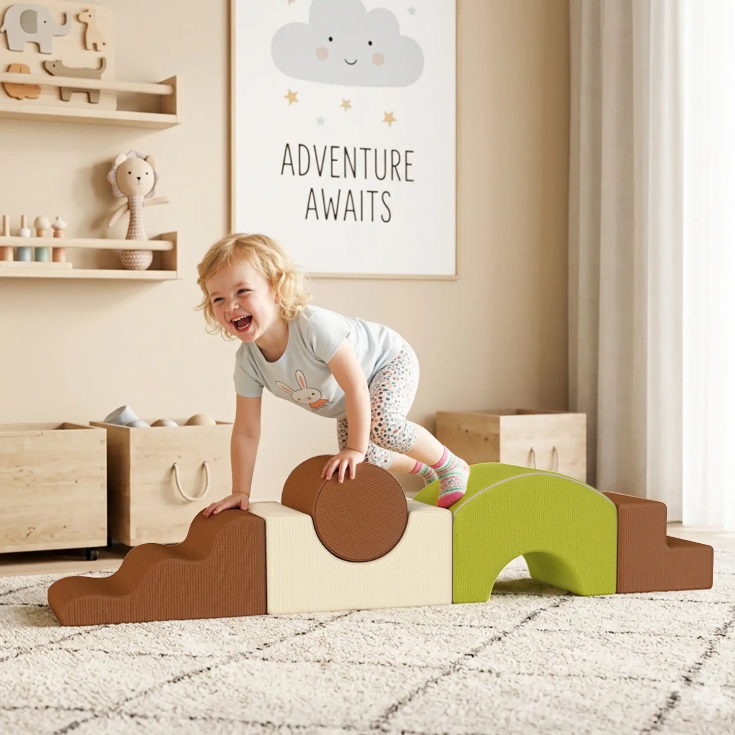 5-Piece Foam Climbing Blocks, Non-Slip, Washable Cover for Crawling