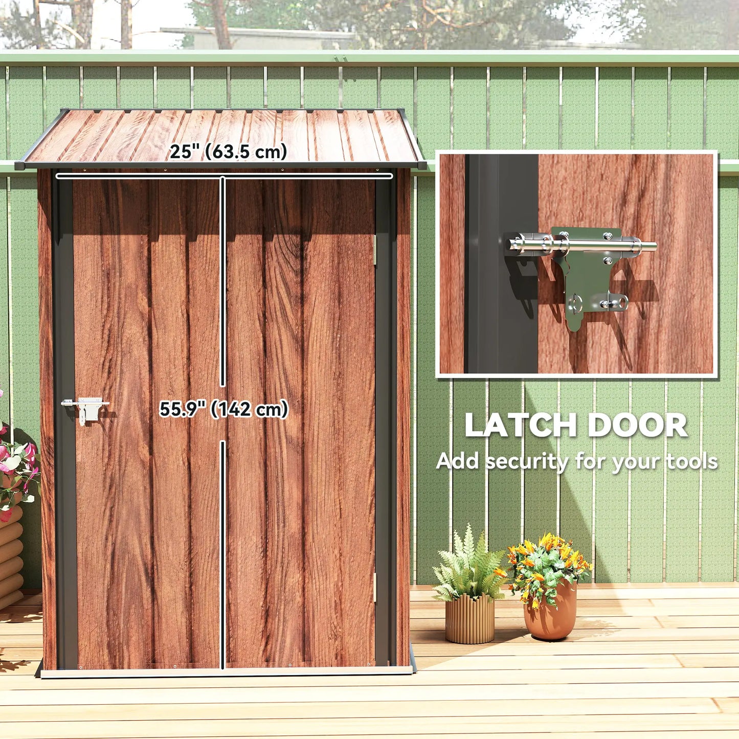 3.3' x 3.4' Lean-To Garden Storage Shed, Galvanized Steel Tool House, Teak Sheds at Gallery Canada