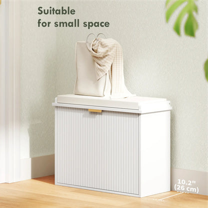 Entryway Bench with Padded Seat, Flip-Drawers, Holds 265lbs, Shoe Storage for 6 Pairs, White Shoe Storage Cabinets & Racks at Gallery Canada