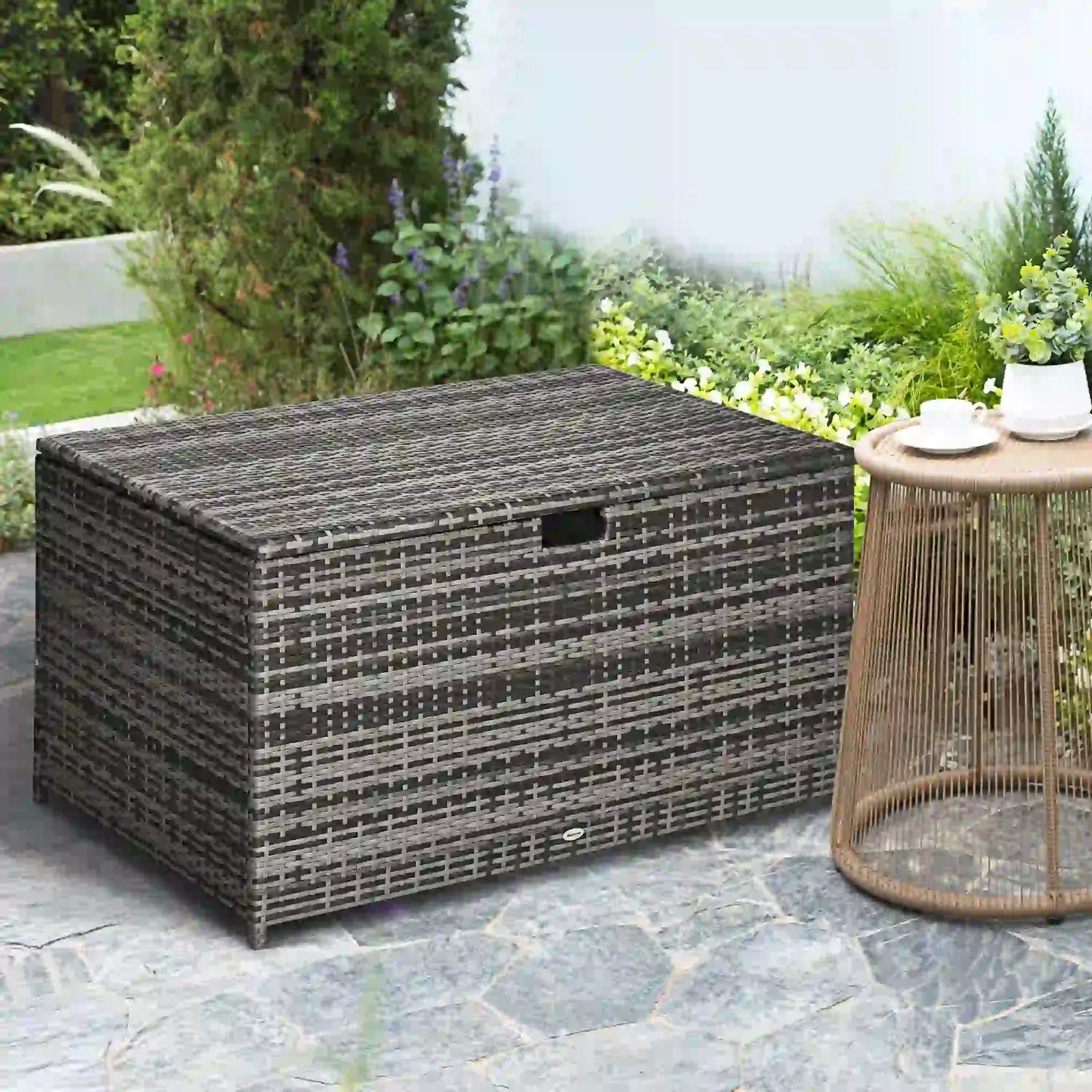 113 Gallon Outdoor Storage Box, Rattan Deck Box, Grey Patio Storage Boxes at Gallery Canada