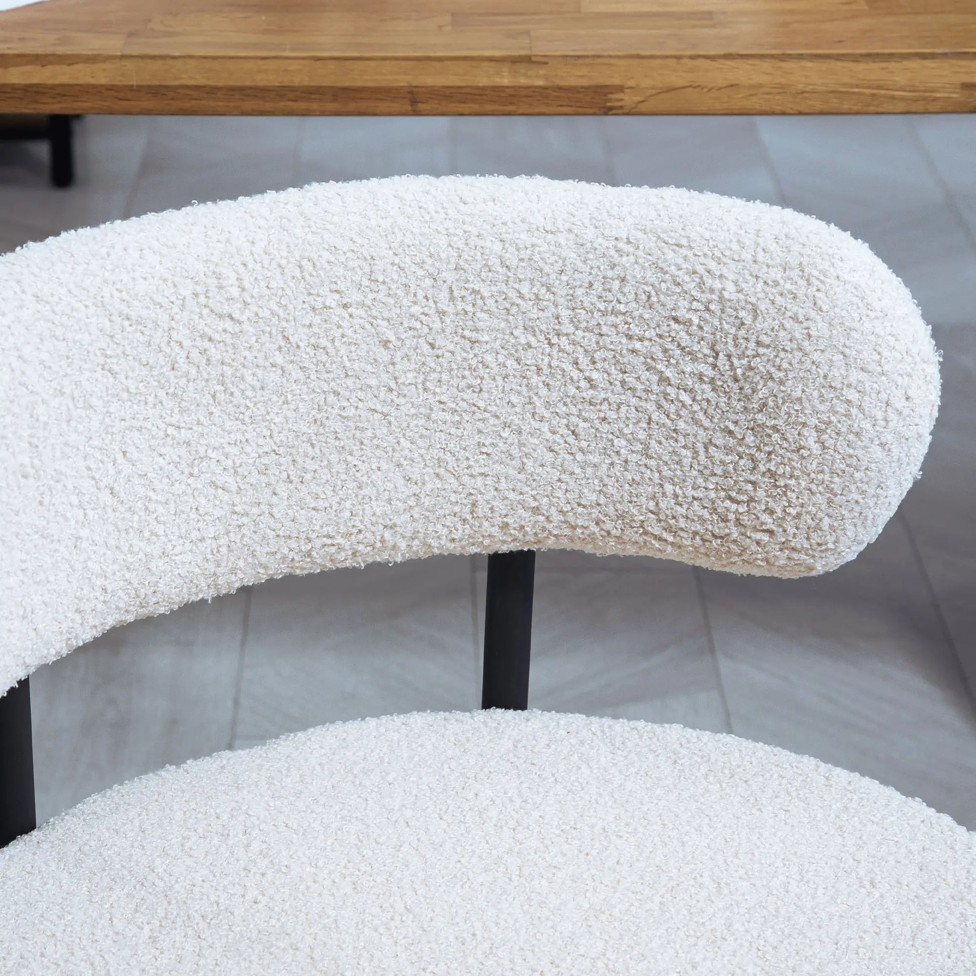 2 Kitchen Chairs, Modern Dining, Berber Fleece Upholstery, Steel Legs, Cream White Dining Chairs at Gallery Canada