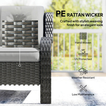 Wicker Patio Sofa With Cushions, 3 Seater Rattan Outdoor Couch, Light Grey Patio Furniture Sets at Gallery Canada