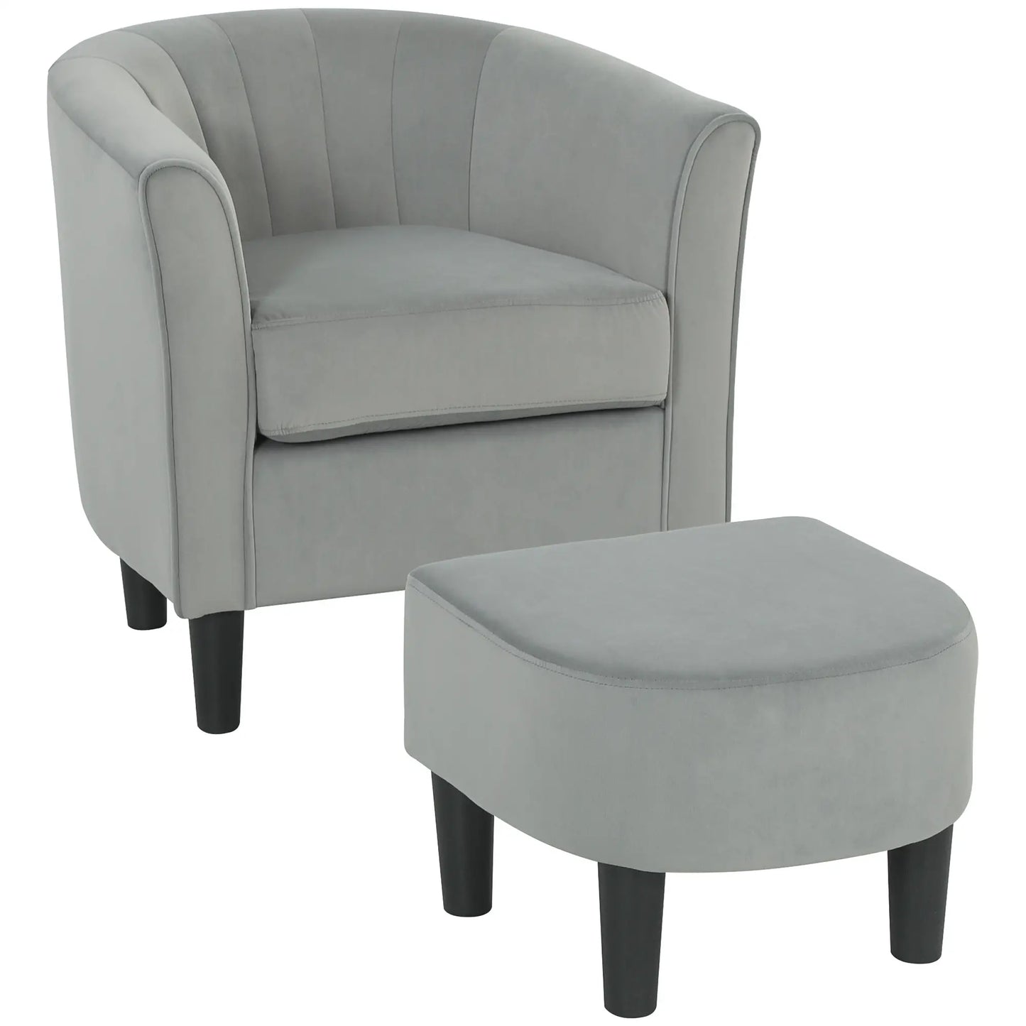 Accent Chair Modern Upholstered Living Room Chair with Ottoman and Pocket Spring Cushion Grey Accent Chairs at Gallery Canada