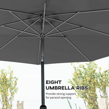 10' x 8' Round Market Umbrella, Crank Handle, Tilt, Grey Sun Umbrellas at Gallery Canada