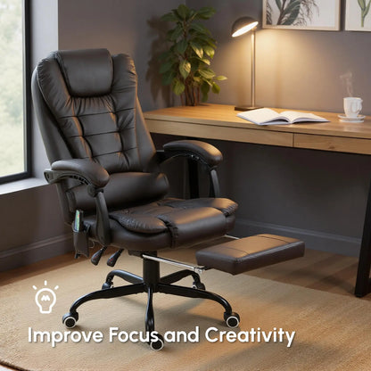 7-Point Vibrating Massage Chair, Reclining Office Chair, Adjustable Height, Brown Massage Chairs at Gallery Canada