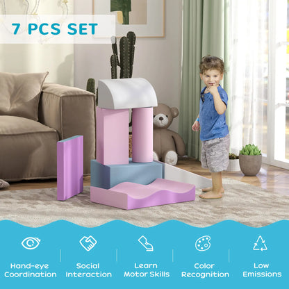 7 Pieces Soft Play Foam Climbing Blocks, Indoor Kids Play Toys, Light Color Kids Gym & Playmats at Gallery Canada