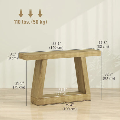 55" Farmhouse Console Table with Storage, Oak Console Tables at Gallery Canada