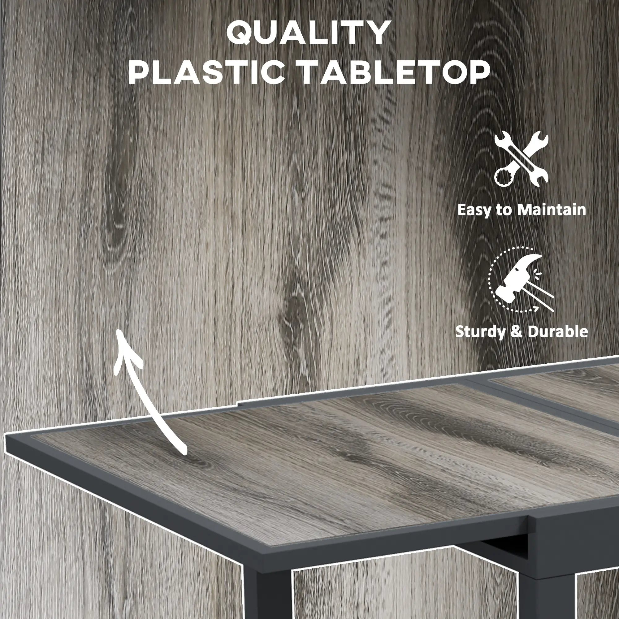 Extendable Dining Table, Rectangular Outdoor Table, Aluminum Frame, Plastic Top, Grey Patio Dinning Tables at Gallery Canada