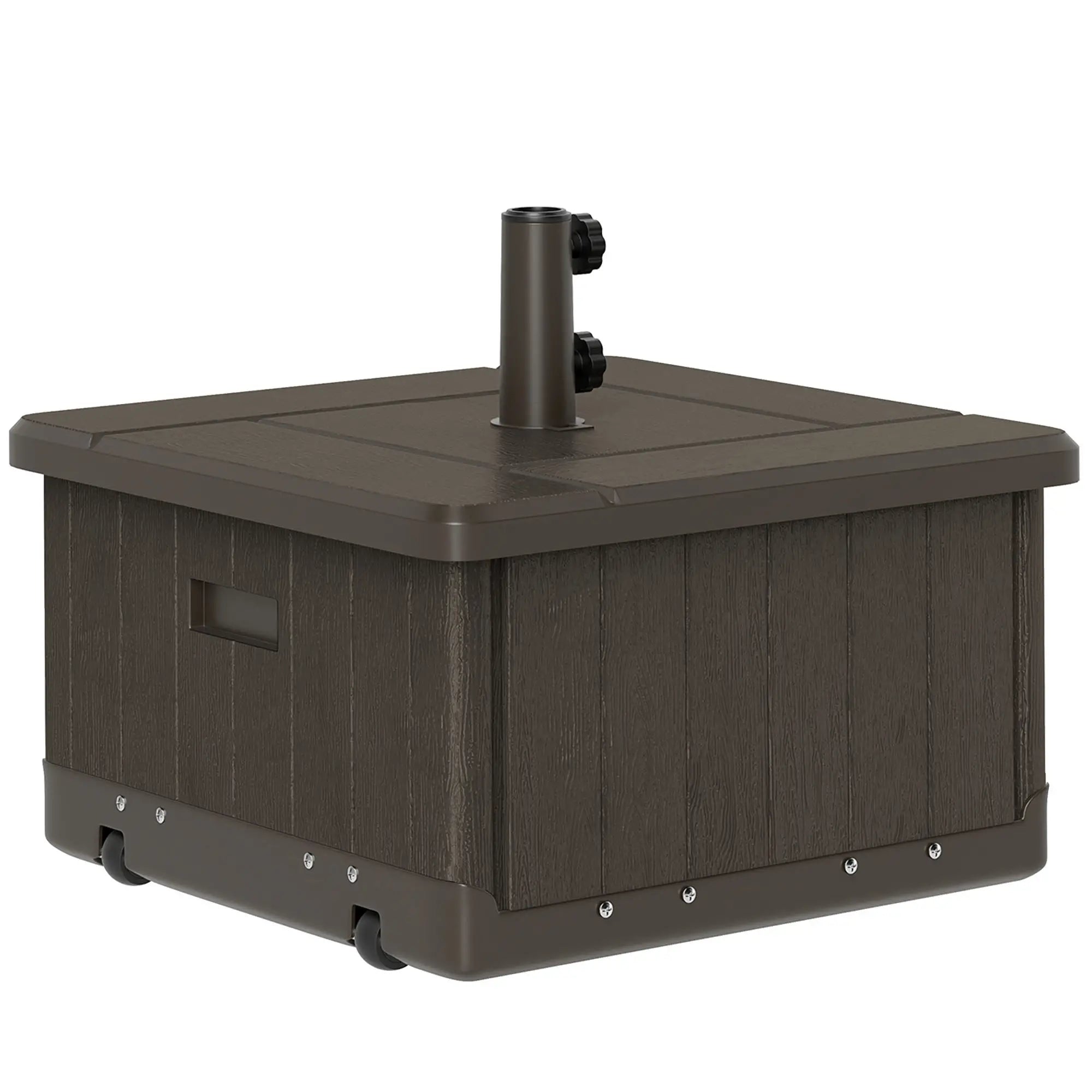 Outdoor Umbrella Base with Wheels, End Table, Flower Box, 176 lbs., Brown Umbrella Bases at Gallery Canada