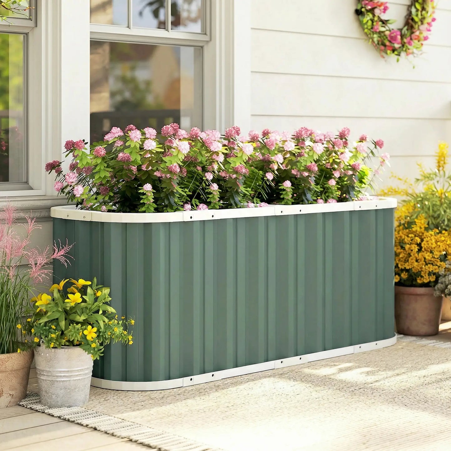 Galvanized Raised Garden Bed, Deep Rot Planter Box, 5' x 2' x 2', Light Green Galvanized Planter Boxes at Gallery Canada