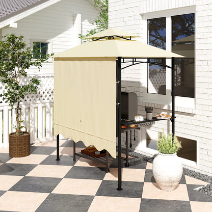 8' x 7.6' Grill Gazebo, Double Tiered, With Side Awning, Beige BBQ Grill Gazebos at Gallery Canada