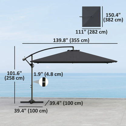 Rectangular Cantilever Parasol 111" x 150.4", Adjustable Tilt, UPF50+, Grey Offset Cantilever Umbrellas at Gallery Canada