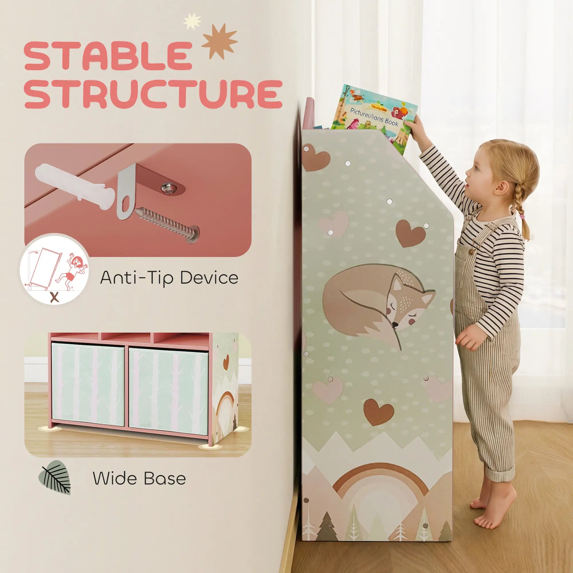 Kids Bookshelf With Storage, Toy Storage Unit, Pink Baby & Kids Storage at Gallery Canada