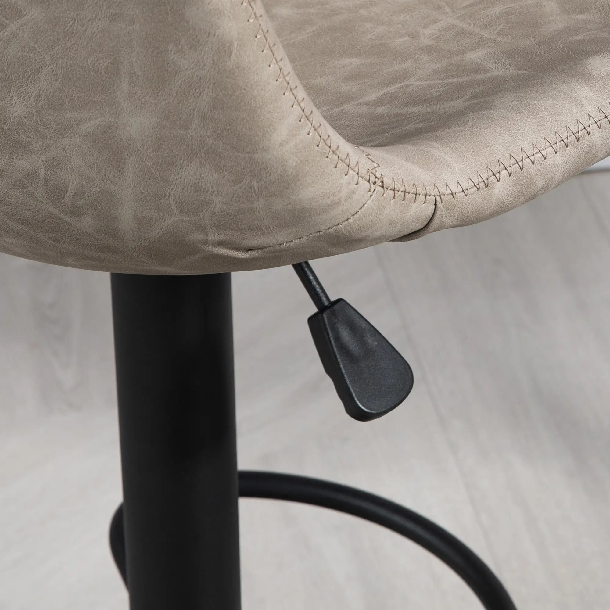 Adjustable Counter Height Bar Stools, Set of 2, 360° Swivel, Vintage Leather, Beige Bar Stools at Gallery Canada