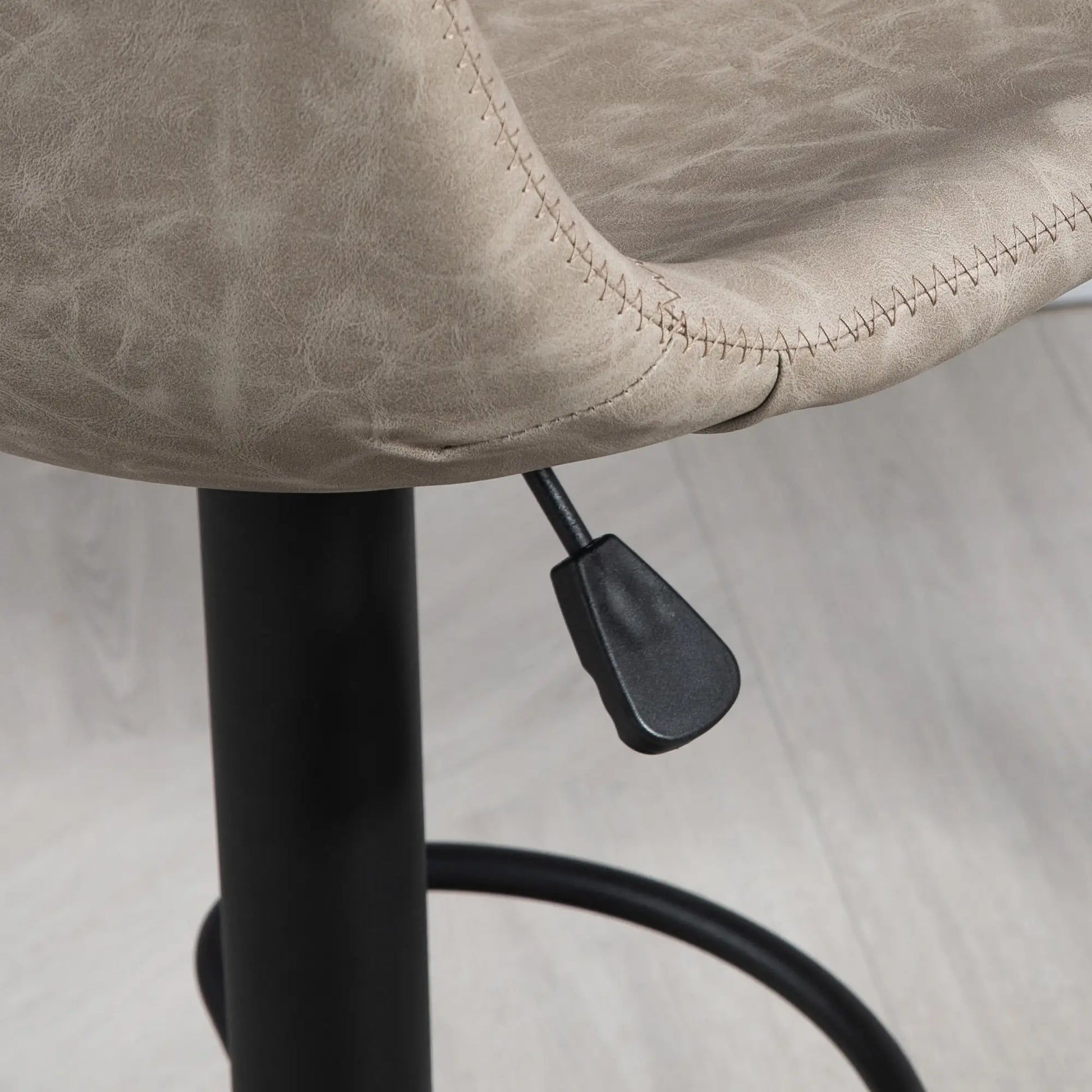 Adjustable Counter Height Bar Stools, Set of 2, 360° Swivel, Vintage Leather, Beige Bar Stools at Gallery Canada