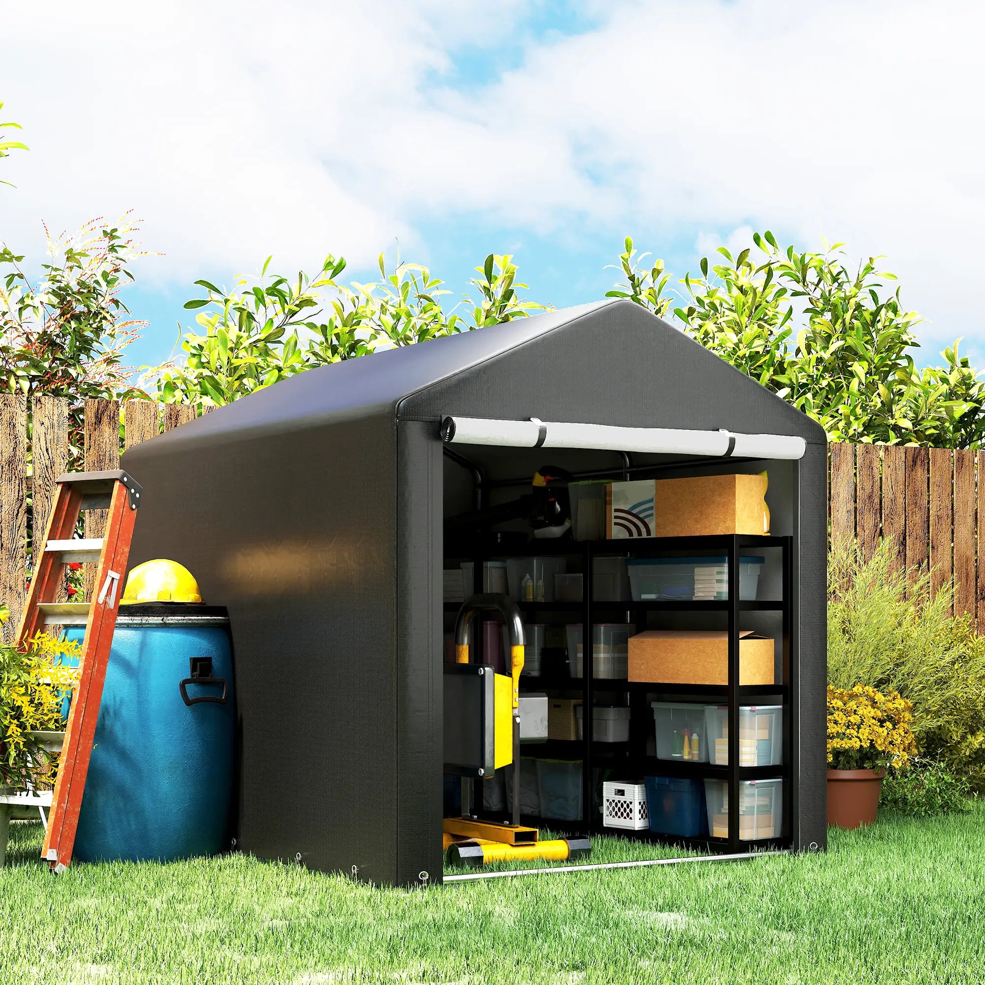 Portable Bicycle Shed, Galvanised Steel Frame, Large Door, Waterproof, Black Portable Shed at Gallery Canada