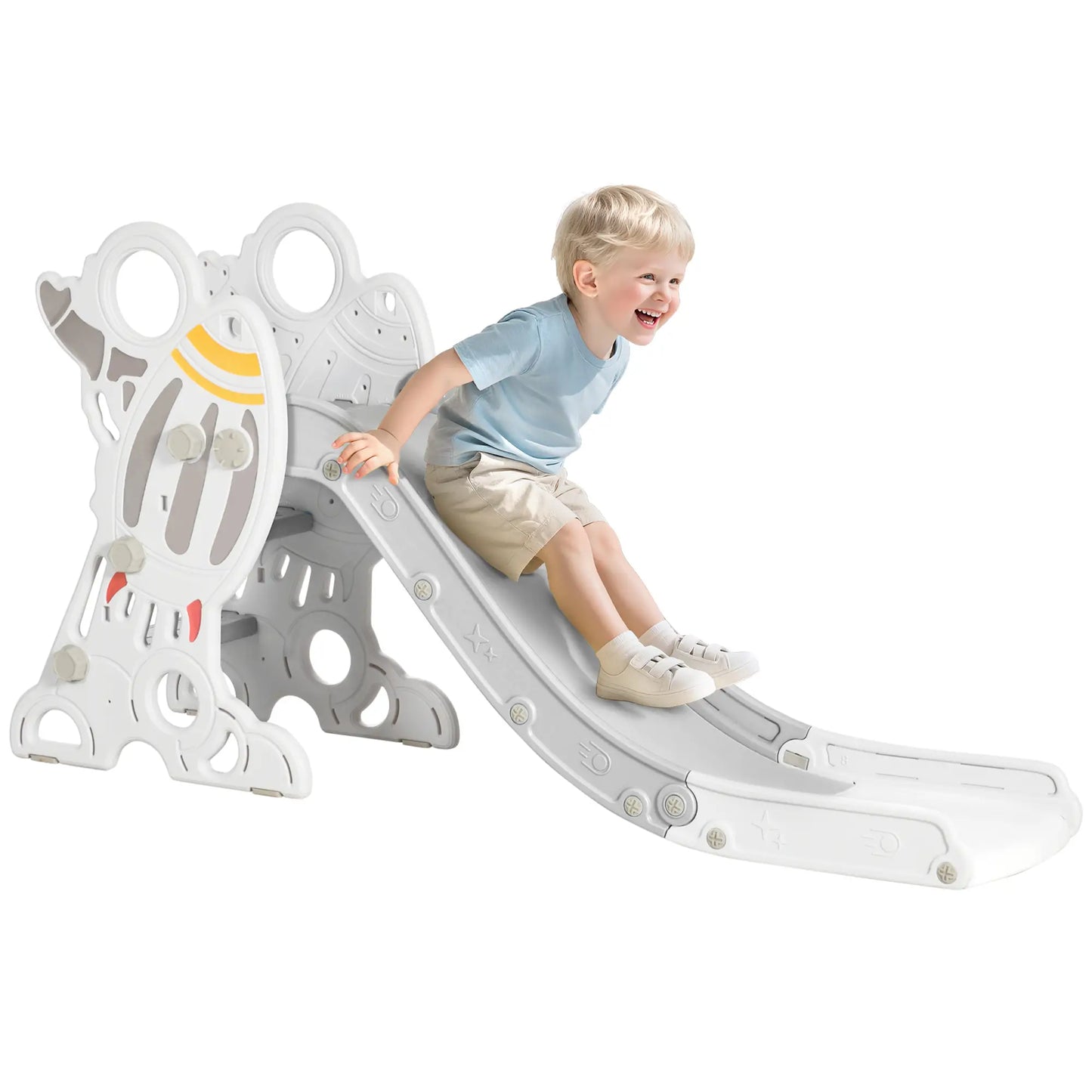 Toddler Slide Indoor, Space Theme Climber Playset, 1.5-3 Years, Grey Gym Sets & Swings Yellow, Grey and White at Gallery Canada