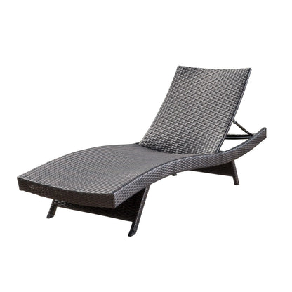 Wicker Chaise Lounge, Adjustable Backrest, Foldable, 79" L x 27.5" W x 38" H, Light Grey Lounger Chairs Light Grey at Gallery Canada
