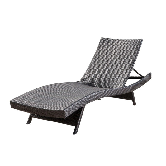 Wicker Chaise Lounge, Adjustable Backrest, Foldable, 79" L x 27.5" W x 38" H, Light Grey Lounger Chairs Light Grey at Gallery Canada