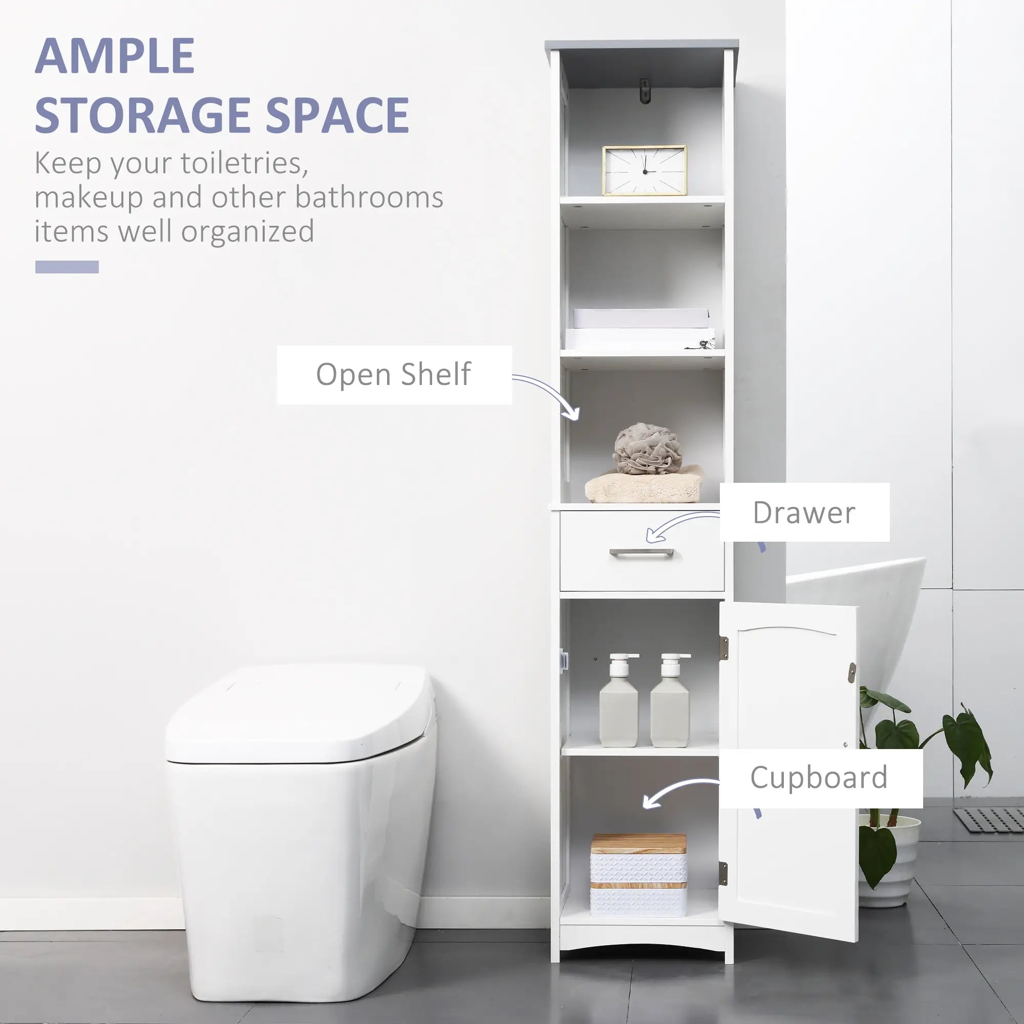 3-Piece Bathroom Set, Tall and Small Cabinets, Wall Mount Mirror, White Storage Cabinets at Gallery Canada