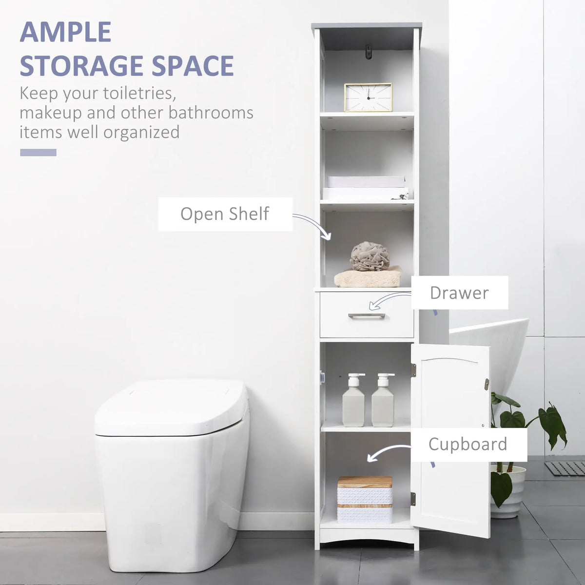 3-Piece Bathroom Set, Tall and Small Cabinets, Wall Mount Mirror, White Storage Cabinets at Gallery Canada