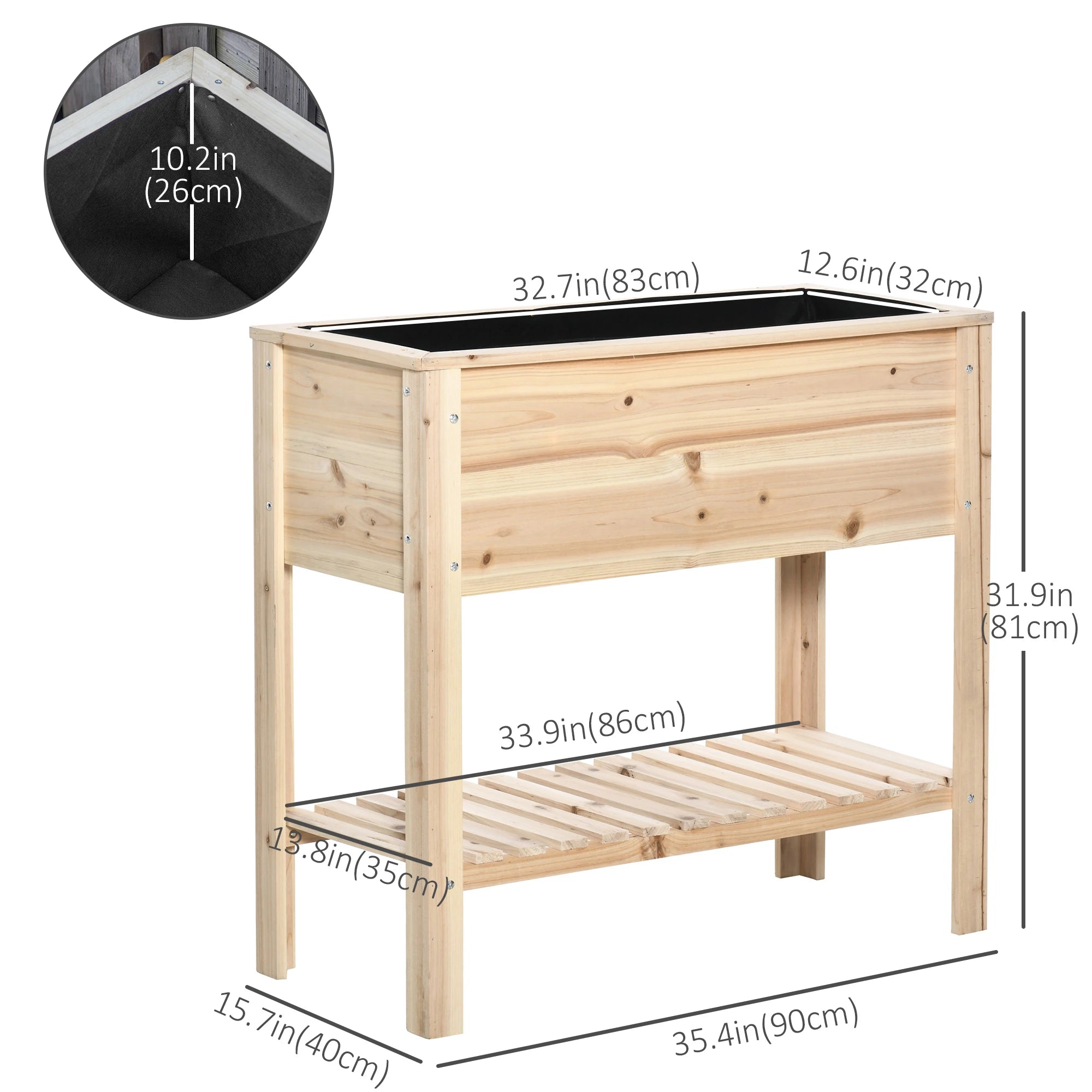 Elevated Planter Box with Storage, 36