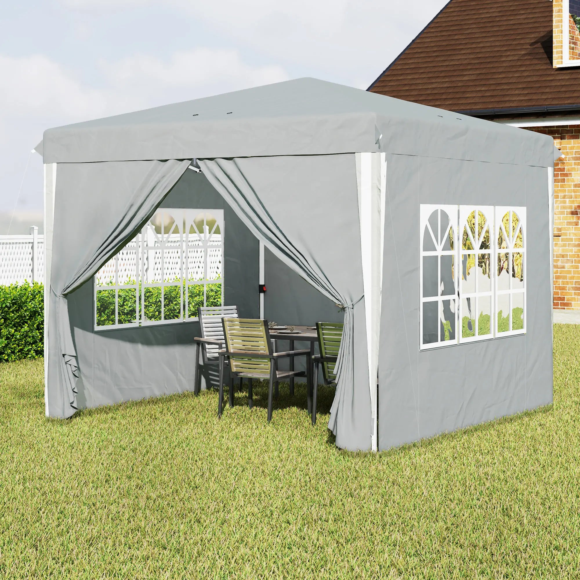 10' x 10' Pop-Up Canopy Tent, Sidewalls, Adjustable Height, Light Grey Pop Up Canopies at Gallery Canada