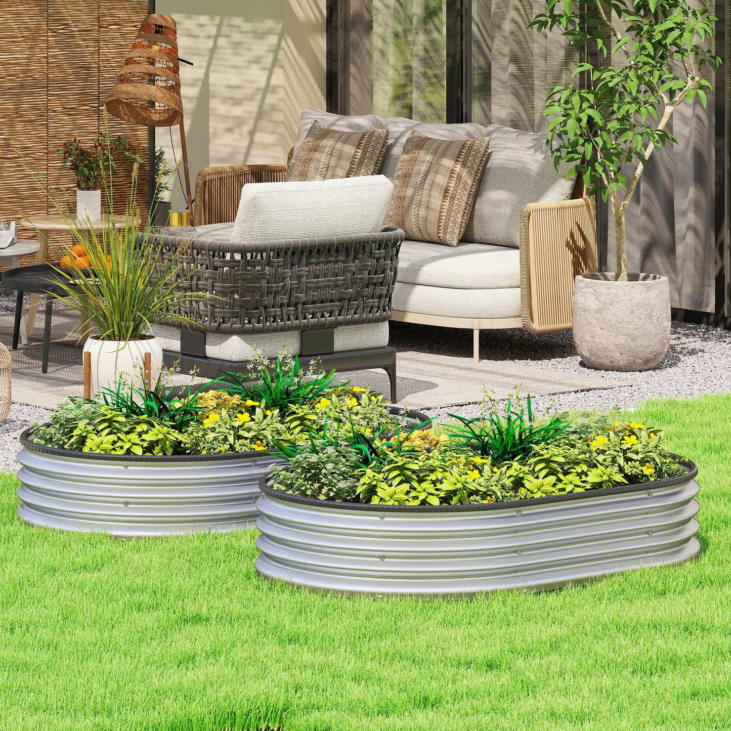 2Pcs Galvanized Raised Garden Bed, 4 X 3 X 1 Ft, Silver Galvanized Planter Boxes at Gallery Canada