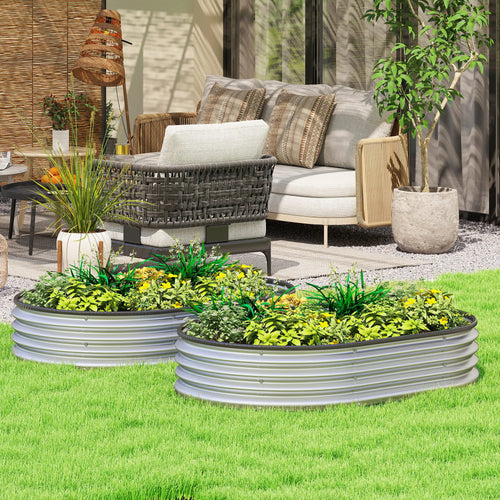 2Pcs Galvanized Raised Garden Bed, 4 X 3 X 1 Ft, Silver