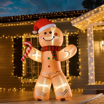 8ft Inflatable Gingerbread Man with Candy Cane, LED Lights Yard Decoration Christmas Inflatables at Gallery Canada