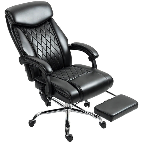 6 Point Massage Office Chair with Remote, Ergonomic Reclining Computer Desk Chair with Footrest, Side Pocket, Black