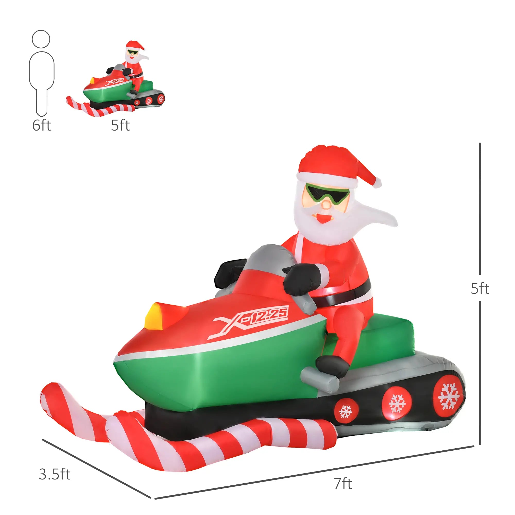 5.2ft Inflatable Santa Claus with Snowmobile, LED Lighted Christmas Inflatables at Gallery Canada