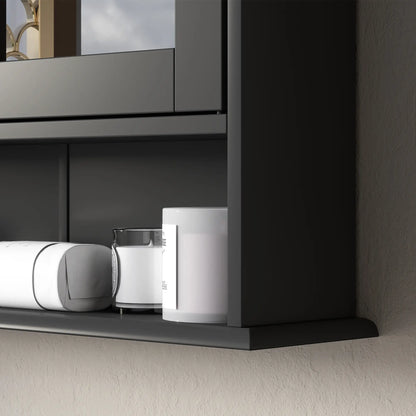 Wall-Mounted Medicine Cabinet, Double Doors, Open Shelf, Adjustable, Black Mirror Medicine Cabinets at Gallery Canada