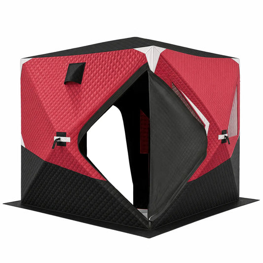 3-4 Person Insulated Ice Fishing Shelter, Pop Up, -22℉ Ice Fishing Tents Red at Gallery Canada