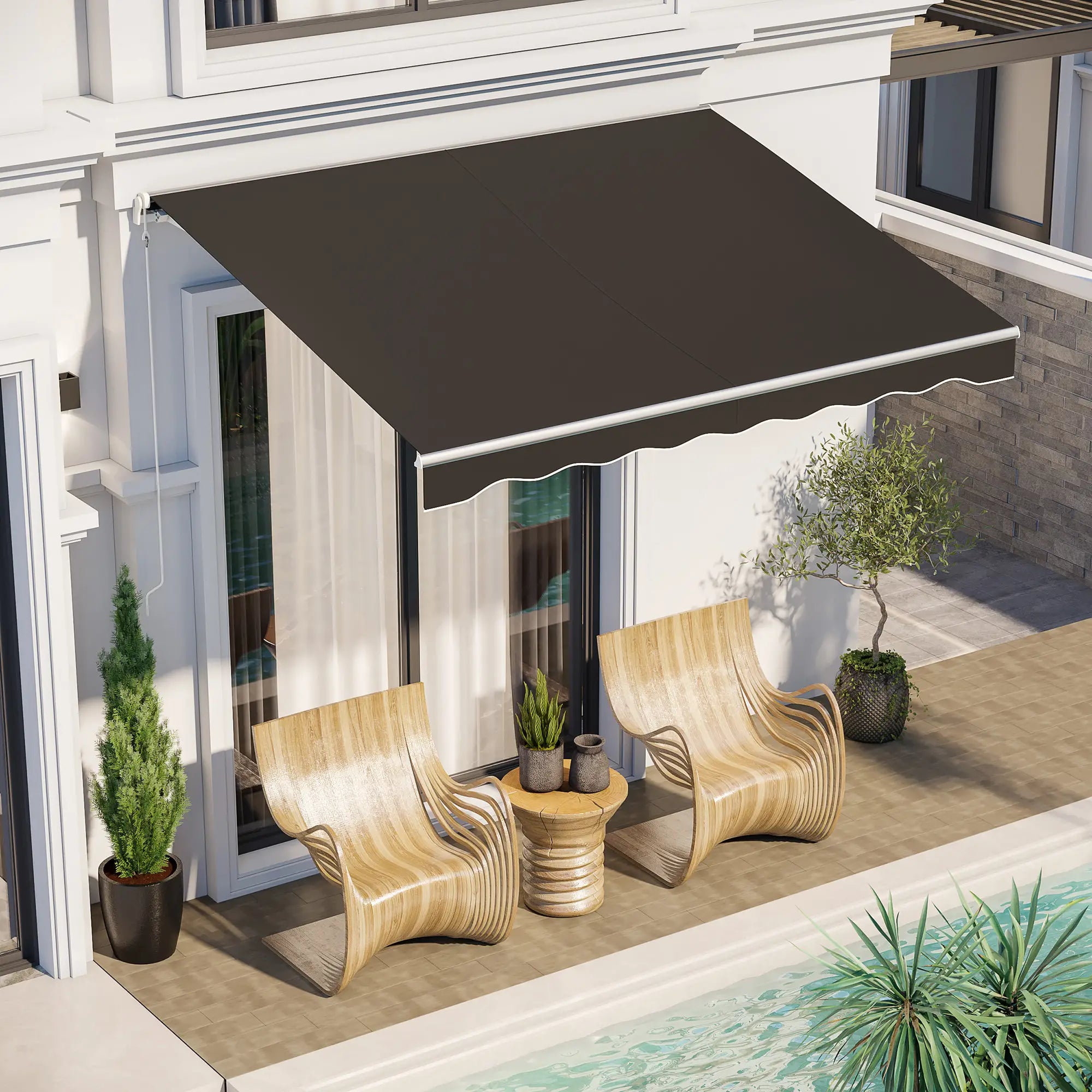 10' x 8' Electric Retractable Awning, UV Protection, Black Deck Awnings at Gallery Canada