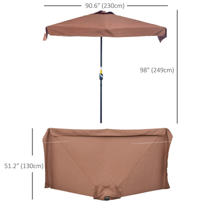 7.5ft Half Umbrella, Crank Handle, Top Vent, Coffee Sun Umbrellas at Gallery Canada