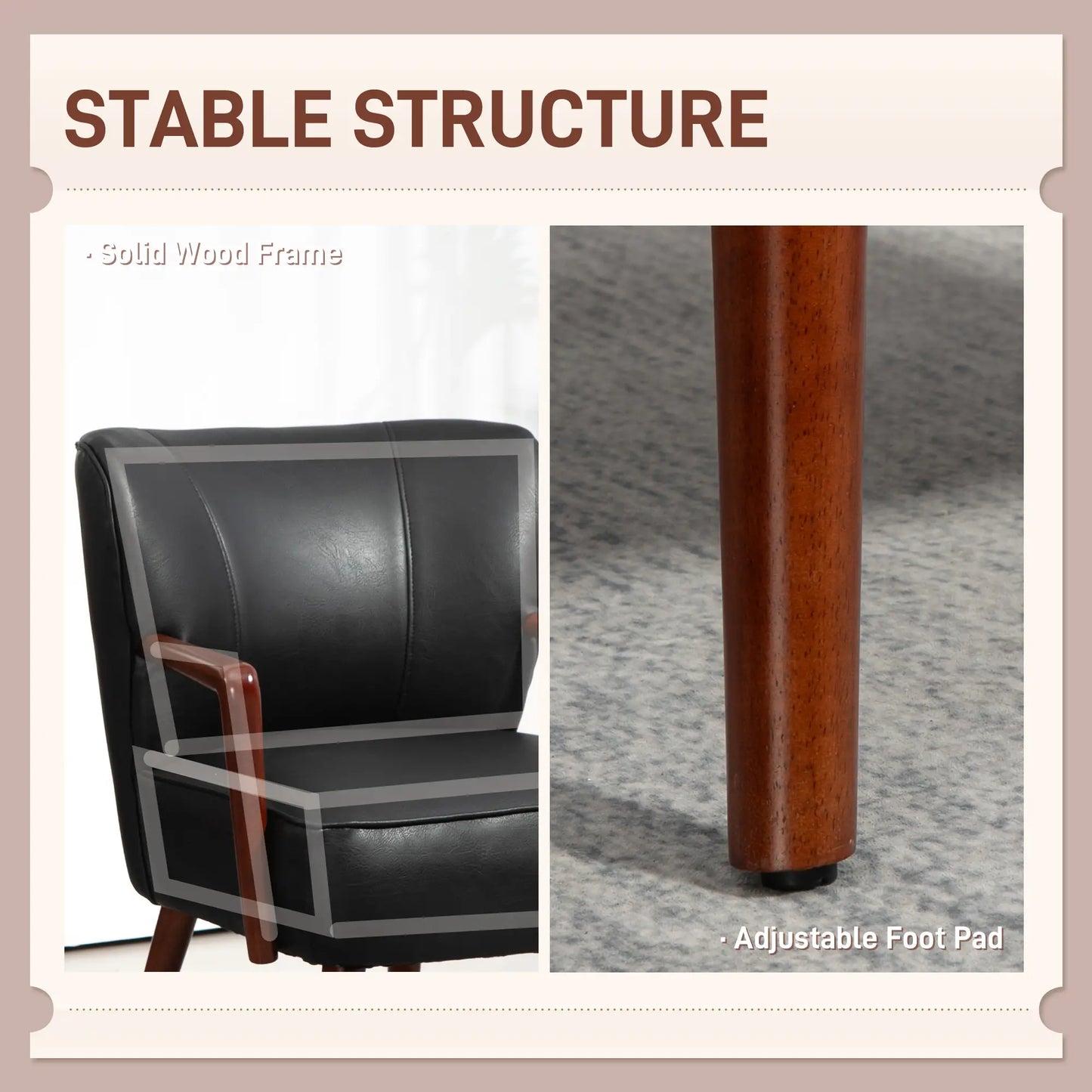 Accent Chair, Modern Armchair, Faux Leather Upholstered with Wood Legs, Black Accent Chairs at Gallery Canada