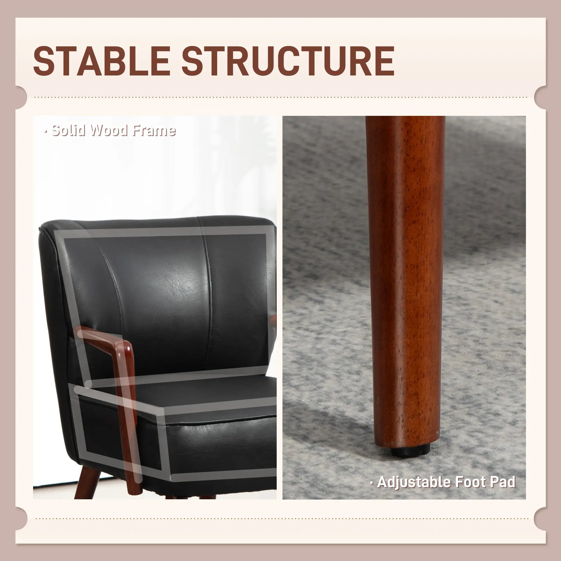 Accent Chair, Modern Armchair, Faux Leather Upholstered with Wood Legs, Black Accent Chairs at Gallery Canada