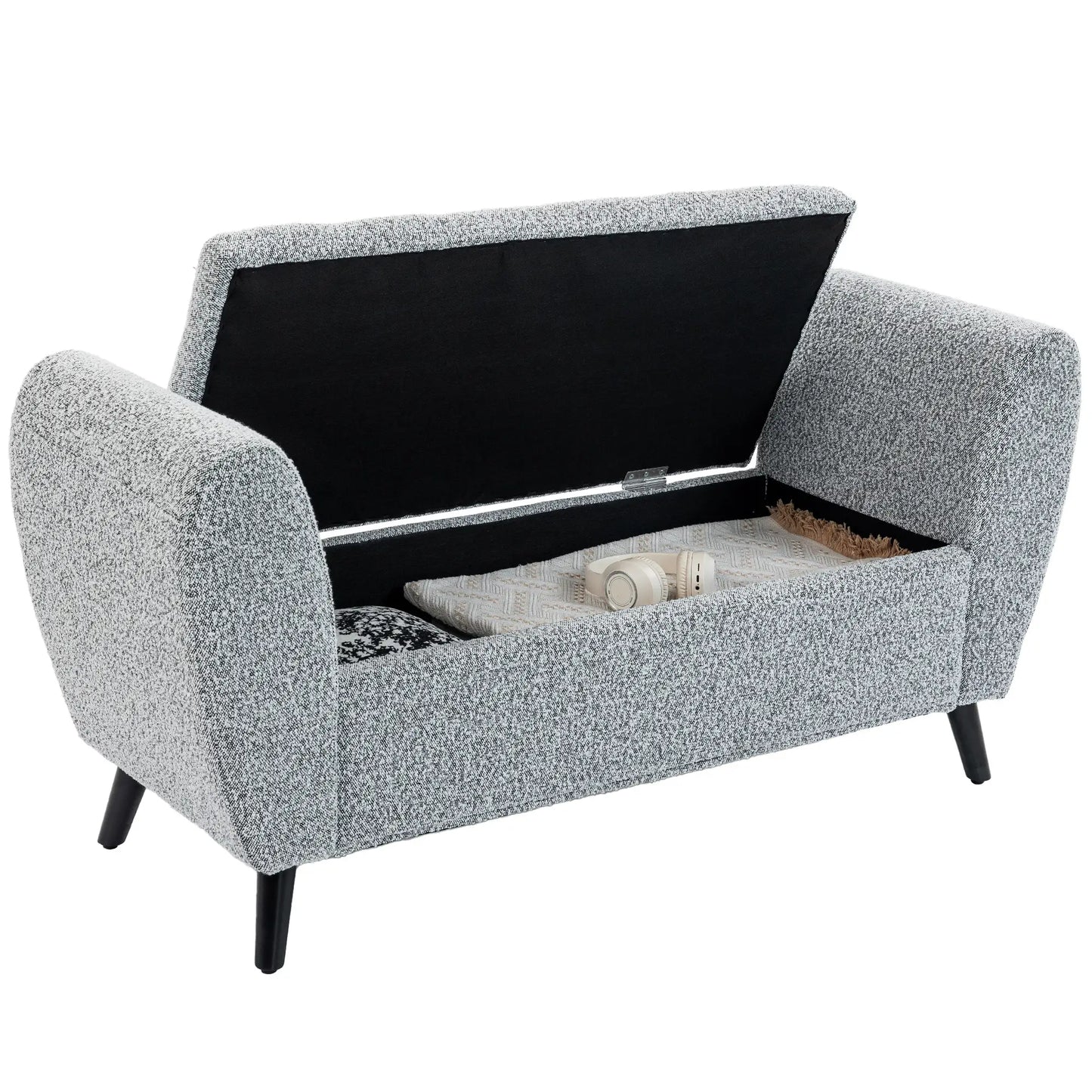 Upholstered Storage Bench with Arms, Modern Ottoman, Grey Storage Ottomans & Benches at Gallery Canada